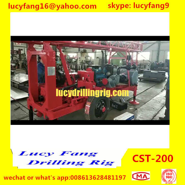 China Popular Good Quality Trailer Mounted Mobile  CST-200 Rotary Water Well Drilling Rig For 200 m Depth